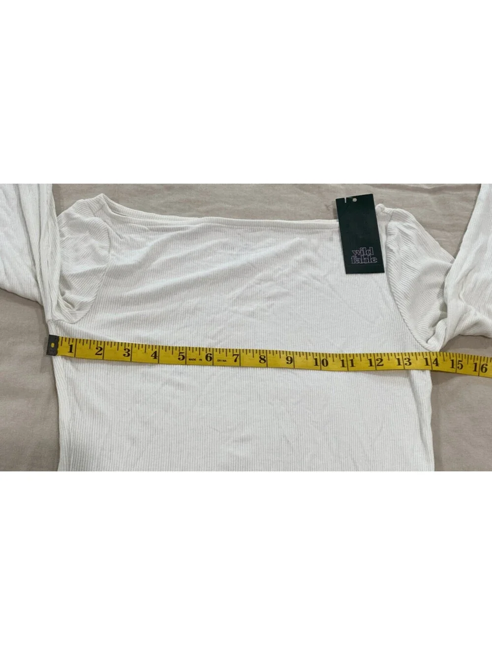 A New Day Womens Cream Ribbed Crew Neck Long Sleeve Top Size XSmall White